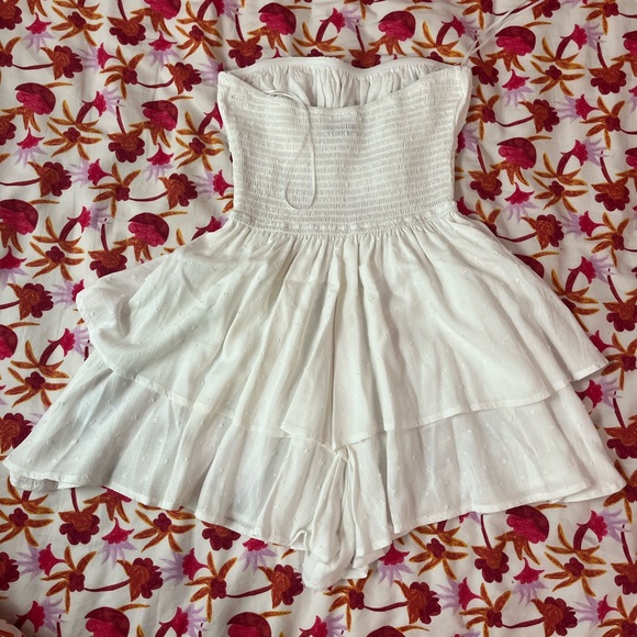 White Strapless Romper Dress - Picture 3 of 5